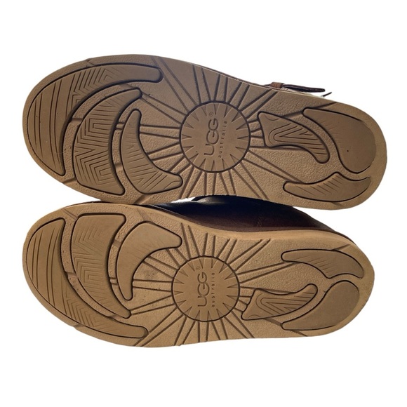 UGG Brown Ankle Boots with Cream Fur - Picture 8 of 12